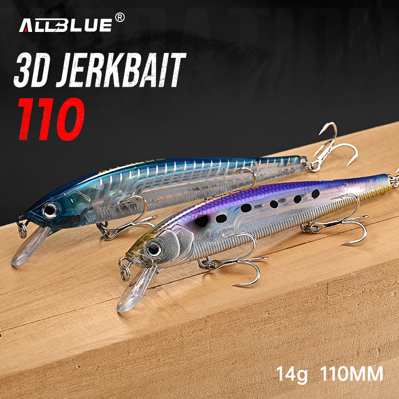 Fishing Lure Jerkbait - ALLBLUE 3D Jerkbait Wobbler Umpan Pancing