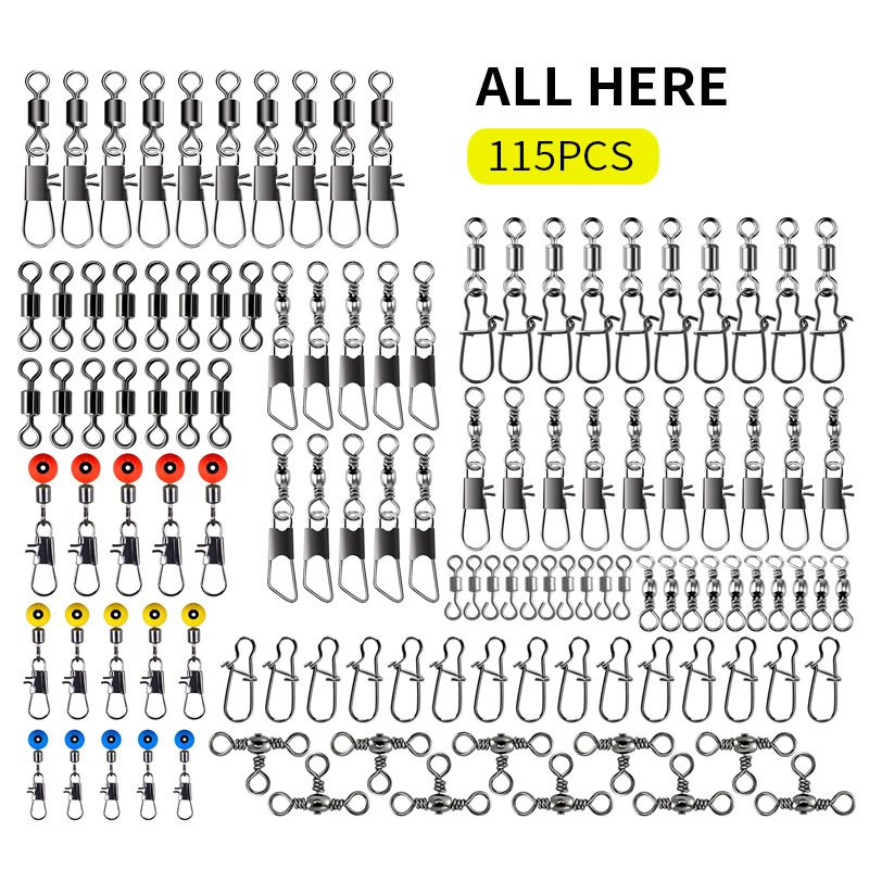 Fishing Lure Box - 115pcs Kit Konektor Swivel Pancing dengan