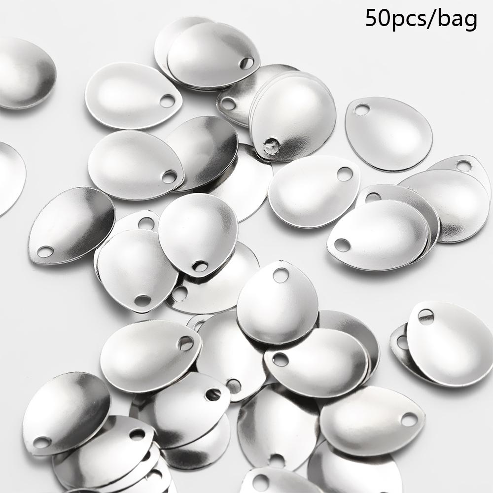 Fishing Lure Spoon - 50 buah perak halus nikel payet