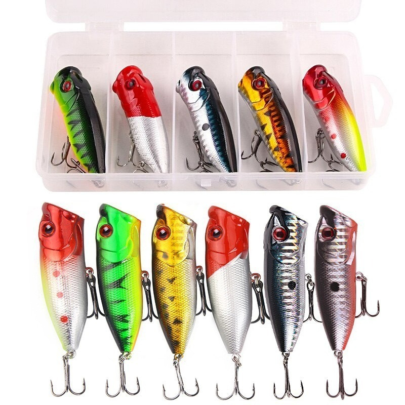 Fishing Lure Popper - 6pcs 6 warna（kemasan opp）/5pcs 5 warna（dengan