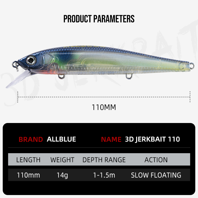 ALLBLUE 3D Jerkbait Wobbler Um - Fishing Lure Jerkbait ulasan dan harga