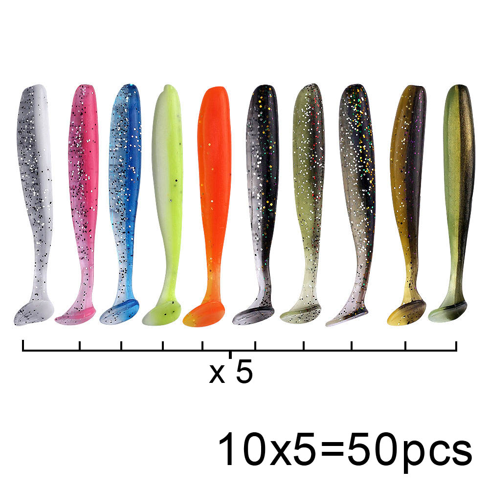 QXO 50 buah/lot umpan berenang - Fishing Lure Soft Plastic ulasan dan harga